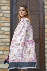 Mizash Modal Silk, Designer Elephant motifs soft Soft Stole / Shawl