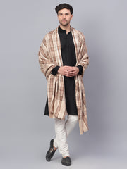 Mens Fine Wool Self Textured Check Lohi / Shawl