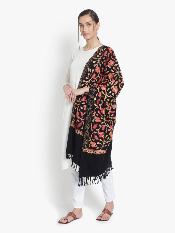 Wool Blend Kashmiri Embroidered Designer Stole