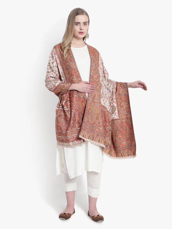 Women's Fine Wool Kaani Jaal Design, Floral Paisley Pattern, Kashmiri Stole / Shawl