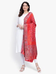 Women Fine Wool Kaani Jaal with zari Pashmins Red shawl