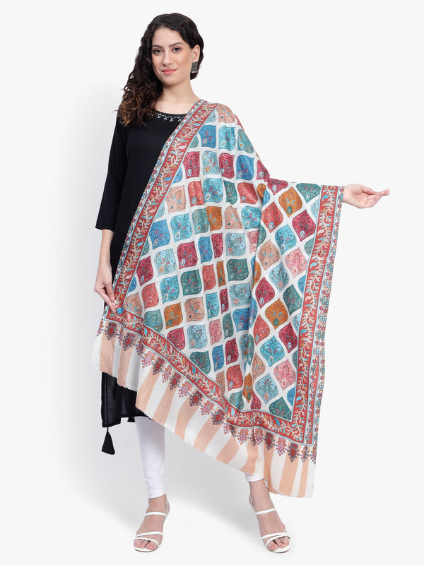 Women Fine Wool Pashmina Kalamkari Jaal Luxury Shawl