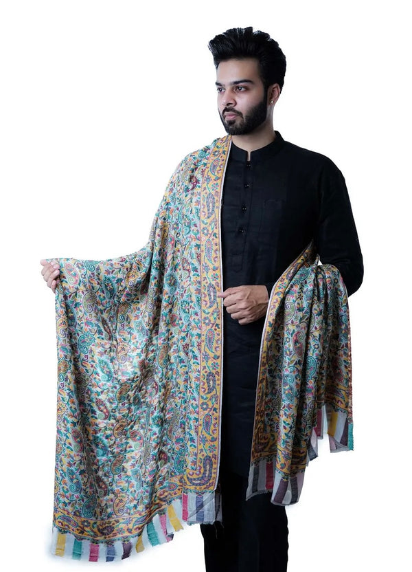 Mens Kaani Jaal, Fine Wool, Pashmina Luxury Shawl