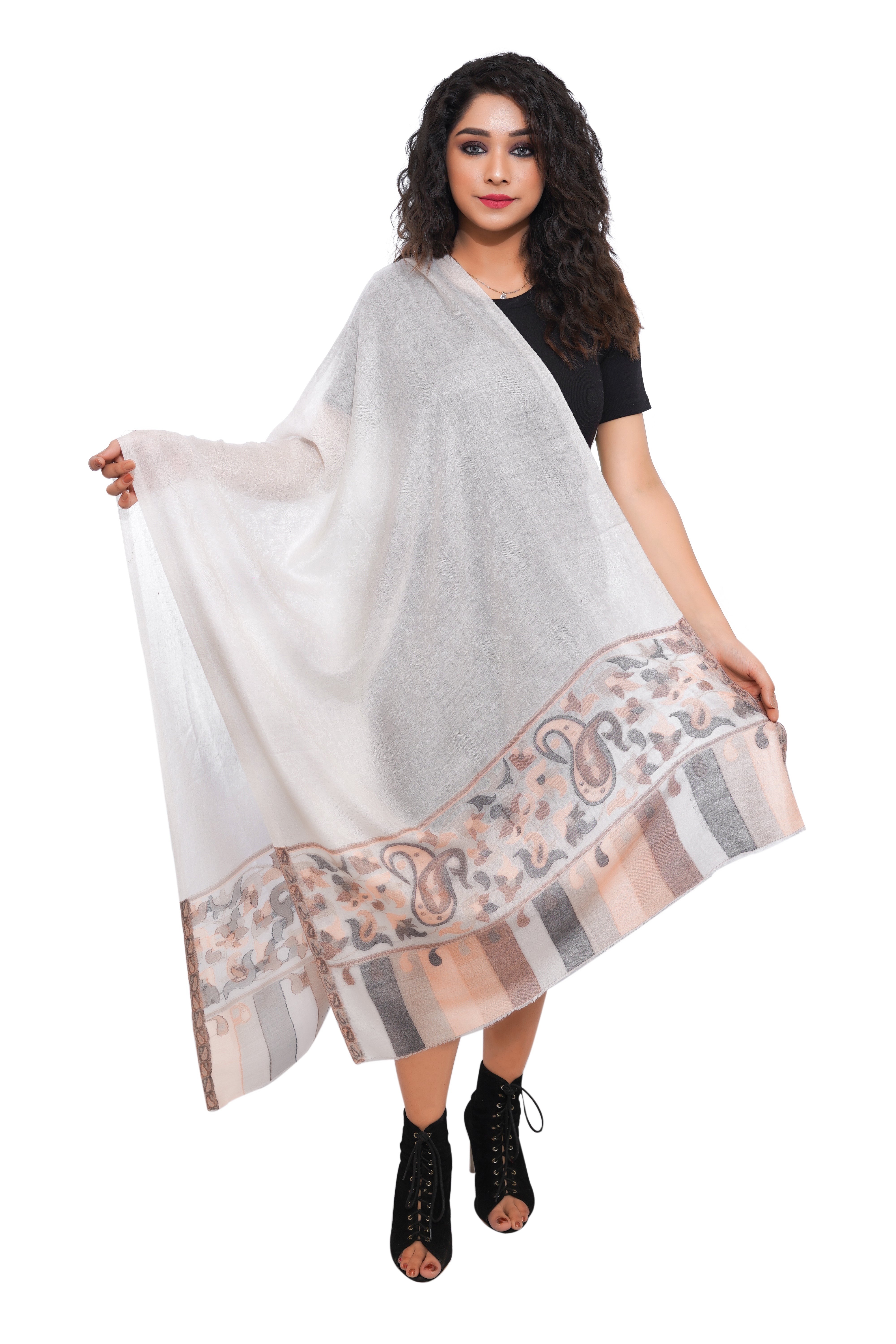 Mizash Women Fine Wool Pashmina, Extra Soft & Warm Stole / Wrap