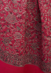 Mizash Fine Wool Floral Jaal Pink Woven Shawl