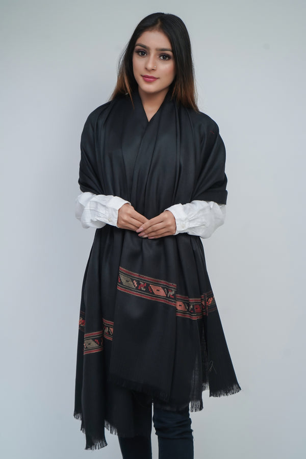 Women Fine Wool Kullu Design Palla, Jacquard Woven Soft & Warm Shawl