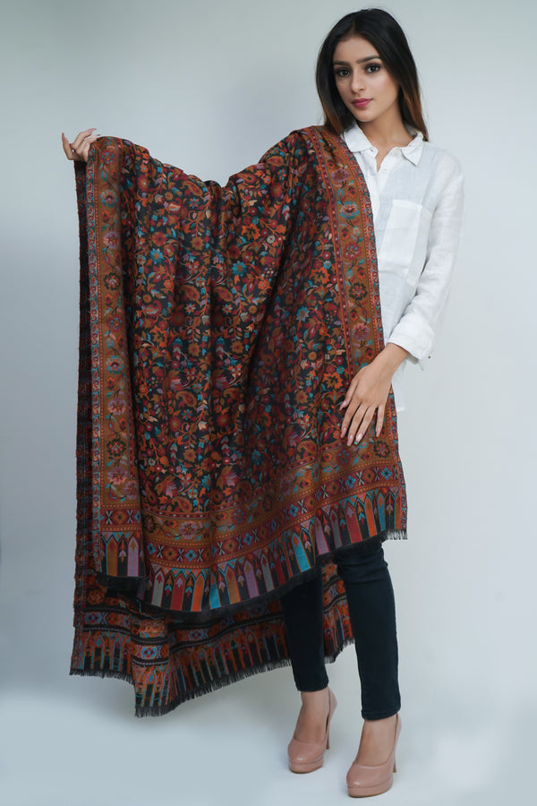 Fine Wool, Kaani Jaal, Floral Paisley, Kashimiri Soft & Warm Shawl