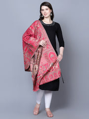 Women Fine Wool Mughal Darbar Kaani Jaal Pink Shawl