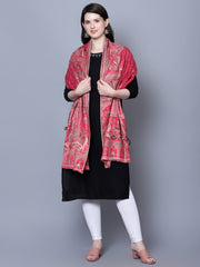 Women Fine Wool Mughal Darbar Kaani Jaal Pink Shawl