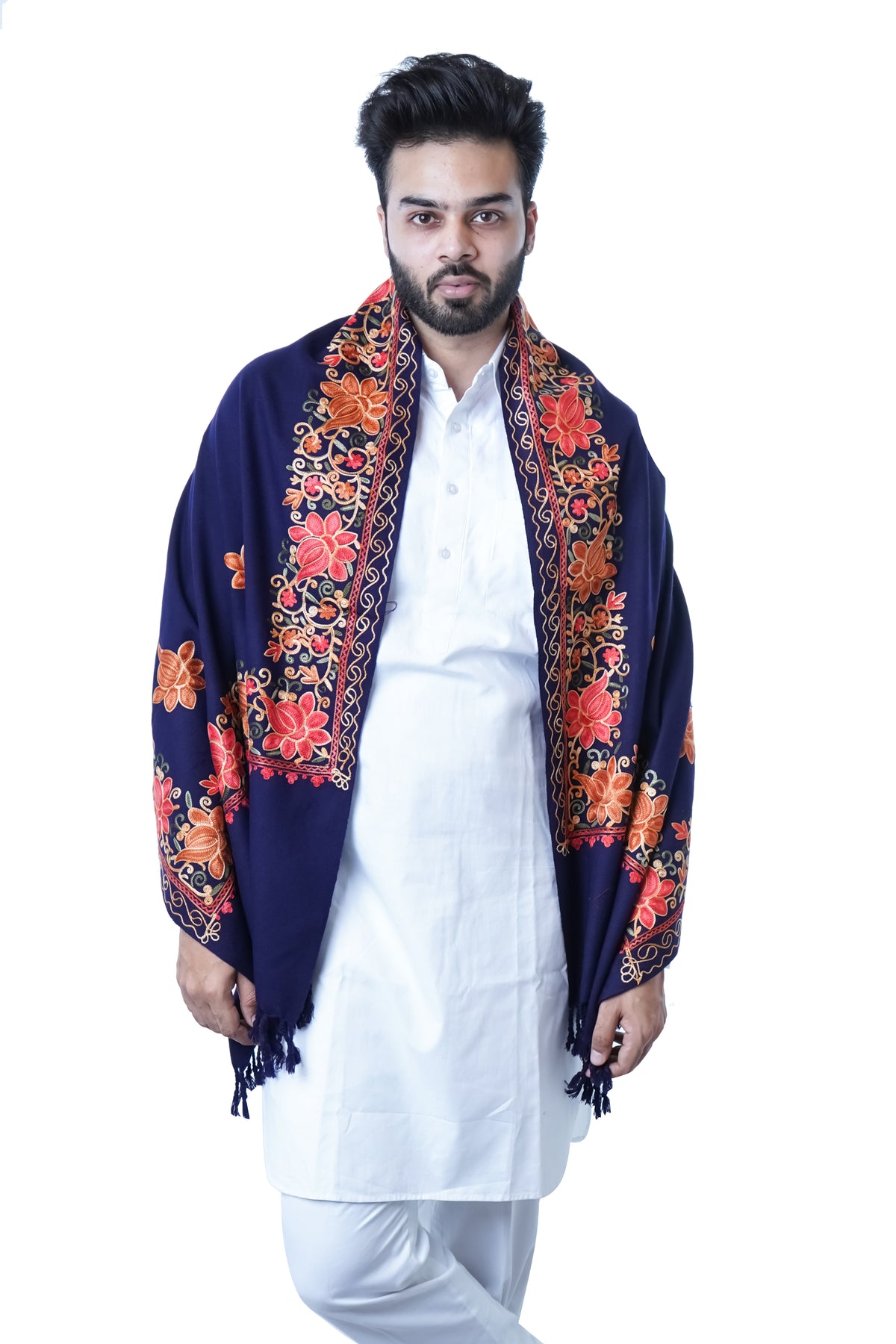 Mens Wool Embroidered Stole/ Shawl