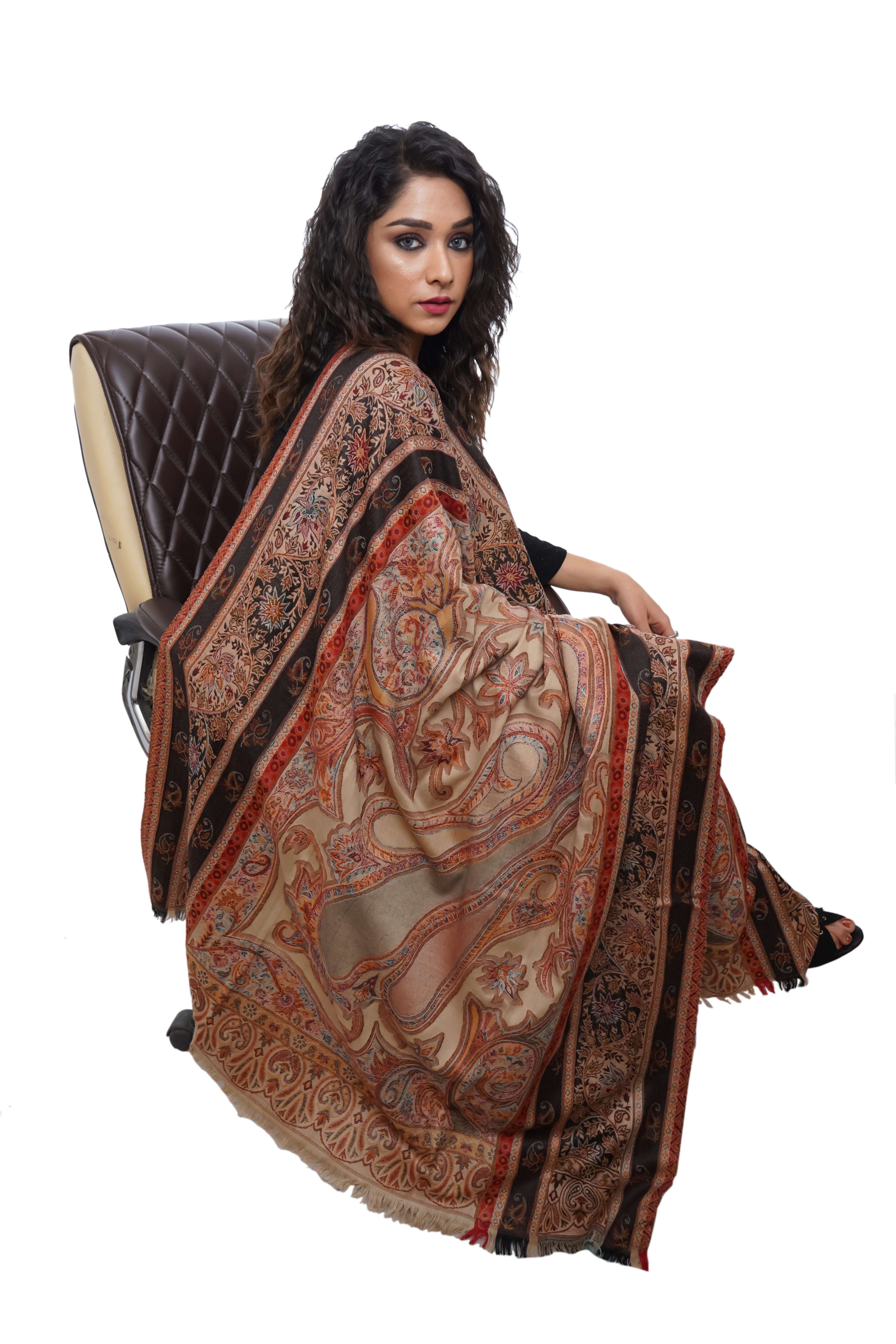 Fine Wool Pashmina Embroidered Kashmiri Soft & Warm Shawl