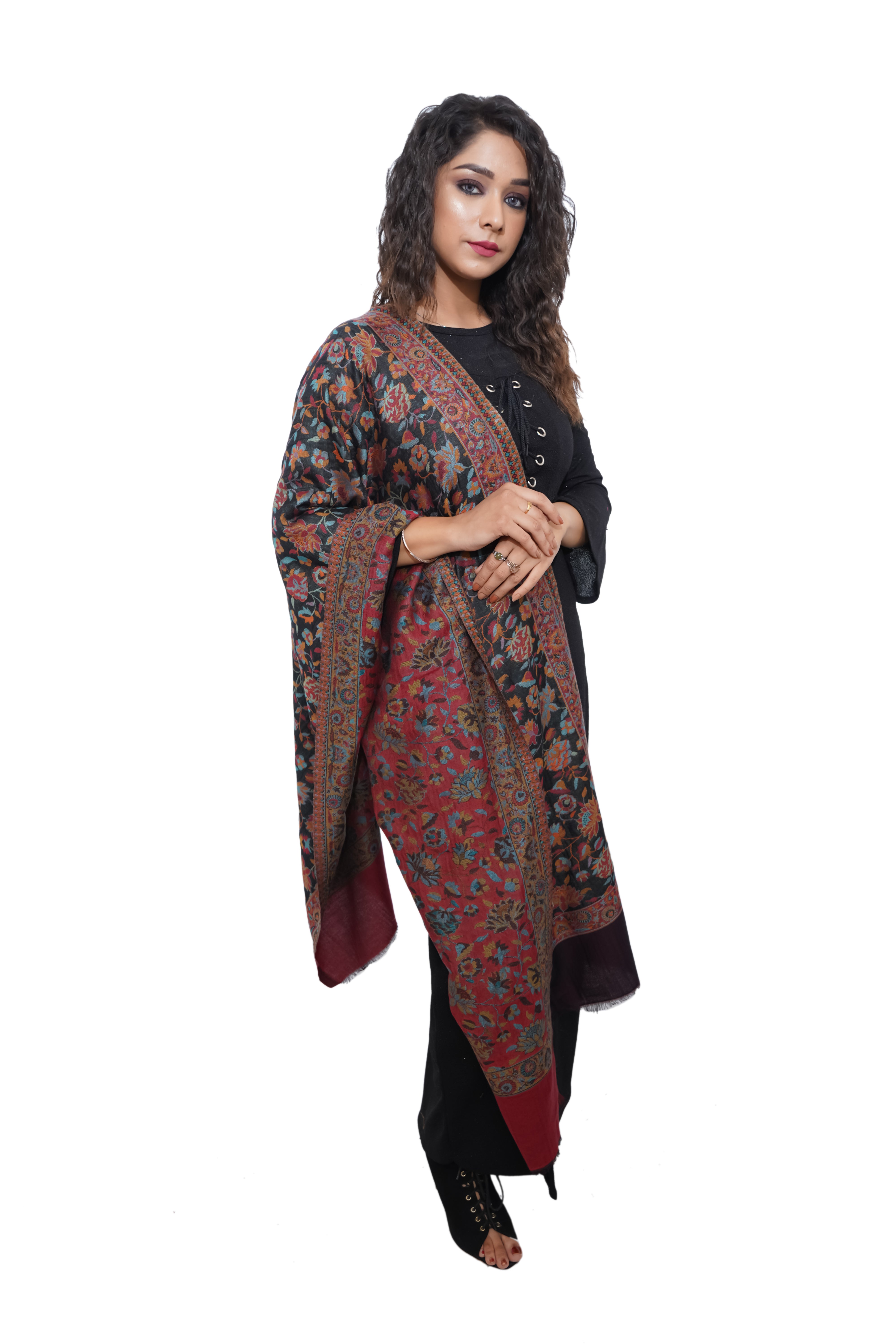 Mizash Fine Wool Kaani Jaal Reversible Soft & Warm Stole / Shawl