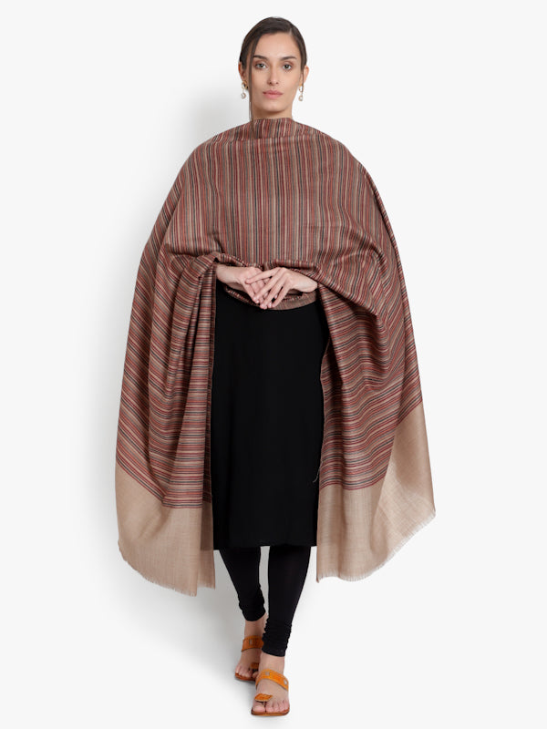 Fine  Wool, Stripes, Woven Soft & Warm Shawl
