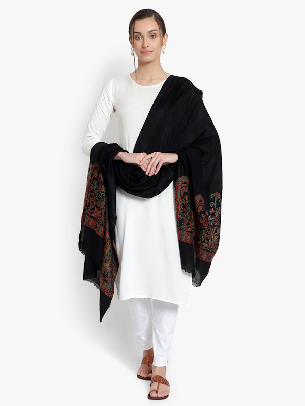 Fine Wool, Pashmina, Black Soft & Warm Elite Shawl