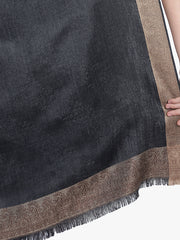 Women Fine Wool, Black, Paisley, Soft Warm Woven Shawl / Wrap