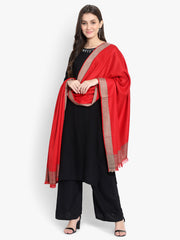 Women Fine Wool, Red  Designer Soft Warm Woven Shawl / Wrap