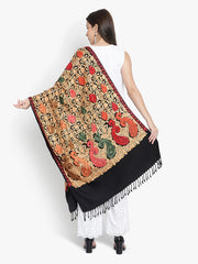 Women Wool Floral Embroidered Jaal, Designer Soft & Warm Stole / Shawl
