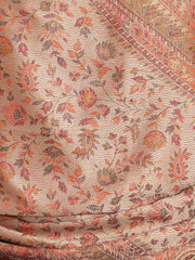 Women Fine Wool, Beige Designer Paisley Kaani Jaal  Soft Warm Woven Shawl / Wrap