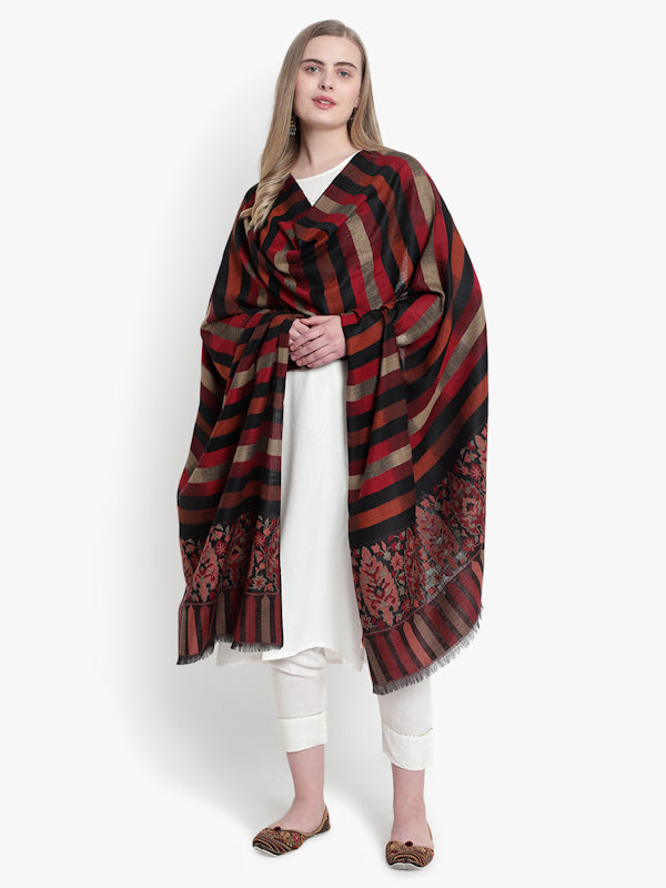 Fine Wool, Kaani Palla with Stripes , Soft & Warm Shawl