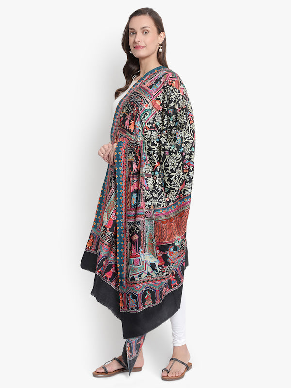 Mizash Women Fine Wool Pasmina Kalamari Designer Luxury Royal Soft Warm Shawl