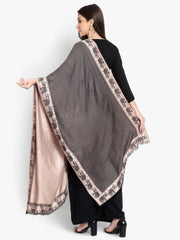 Women Modal Silk, Designer Elephant motifs Border, Soft Stole / Shawl