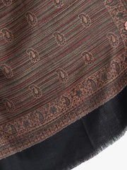Women Fine Wool, Multi Stripes , Paisley Soft Warm Woven Shawl / Wrap