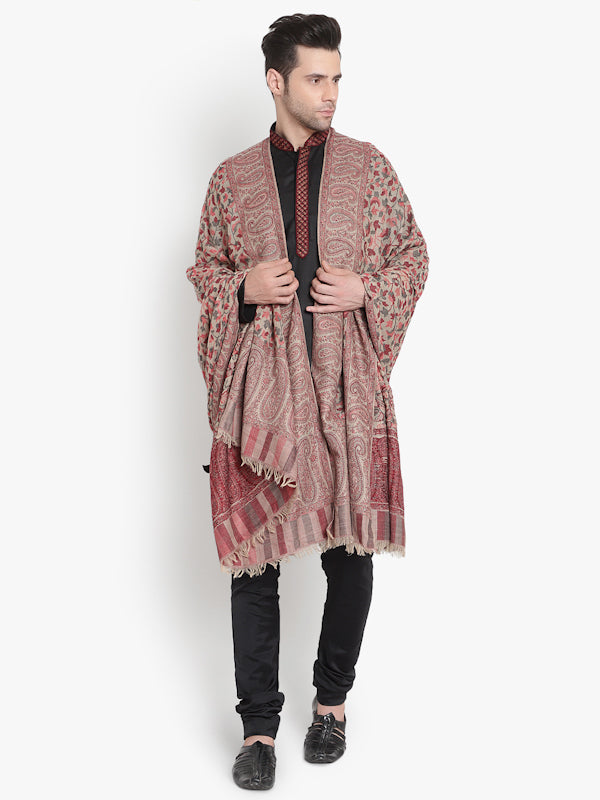 Carpet Kani Jaal, Fine wool , Paisely Floral , Luxury Soft & Warm Shawl/ Lohi