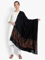 Fine Wool, Pashmina, Black Soft & Warm Elite Shawl