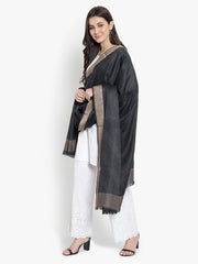 Women Fine Wool, Black, Paisley, Soft Warm Woven Shawl / Wrap