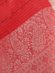 Women Fine Wool, Red Stripes Soft Warm Woven Shawl / Wrap