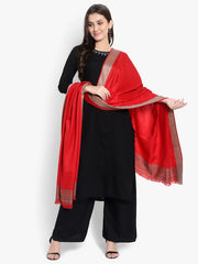 Women Fine Wool, Red  Designer Soft Warm Woven Shawl / Wrap