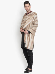 Fine Wool,  Vertical Contrast stripes, Soft & Warm Shawl / Lohi