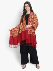 Women Wool Floral Embroidered Jaal, Designer Soft & Warm Stole / Shawl