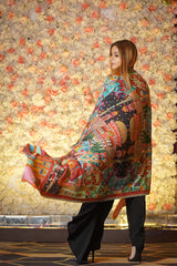 Kalamkari Fine Wool Pashmina, Hand Embroidered Soft & Warm Luxury Shawl