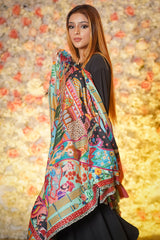 Kalamkari Fine Wool Pashmina, Hand Embroidered Soft & Warm Luxury Shawl