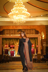 Fine Wool, Kaani Palla, Black  Kashmiri Soft & Warm Shawl