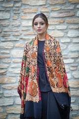 Floral Embroidere, Fine Wool Soft & Warm Stole / Shawl