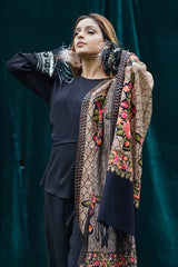 Aari Embroidery, Fine Wool, Floral  Soft & Warm Stole / Shawl