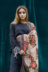 Aari Embroidery, Fine Wool, Floral  Soft & Warm Stole / Shawl