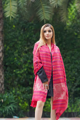 Fine Wool, Pink Designer Stripes Soft Woven Stole
