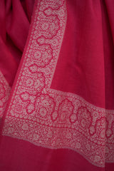 Daur cutting ,Fine Wool, Pink Jacquard Woven, Soft & Warm Shawl