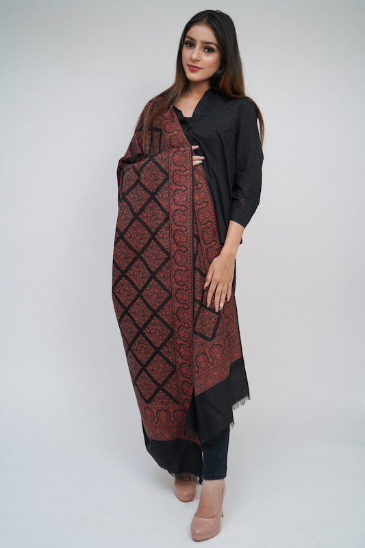 Fine Wool, , Jamawar Jaal , Woven Soft & Warm Shawl