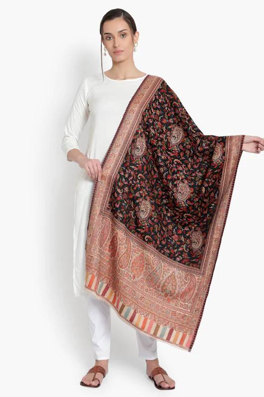 Fine Wool Kaani Jaal, Paisley , Kashmiri Soft & Warm Stole / Shawl