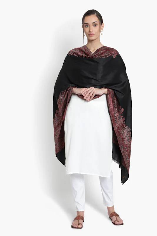 Fine Wool, Paisley, Kashmiri, Jacquard Woven Soft & Warm Shawl